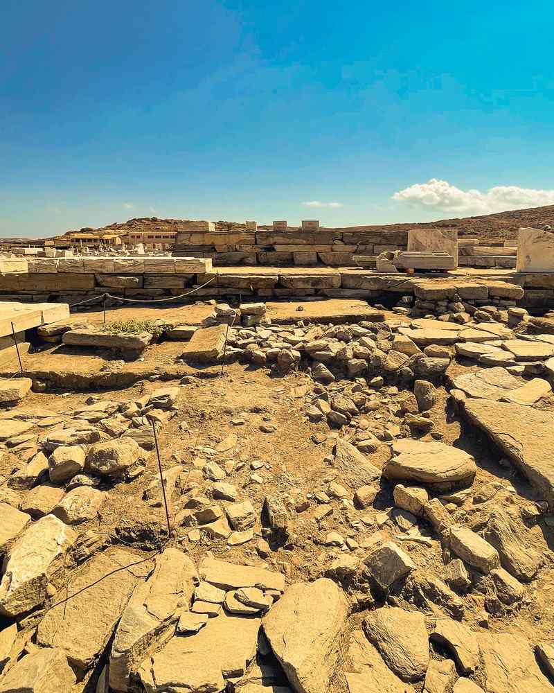 Ruínas do sítio arqueológico da ilha de Delos, na Grécia